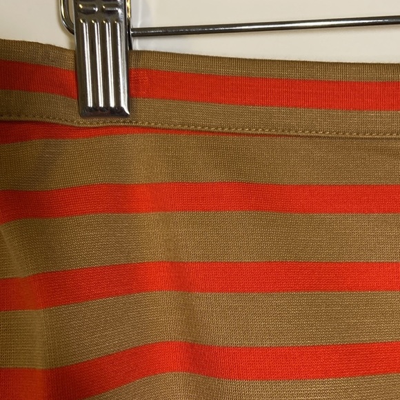 Fossil orange and khaki striped pencil skirt with exposed back zipper - Picture 5 of 9